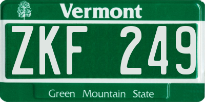 VT license plate ZKF249