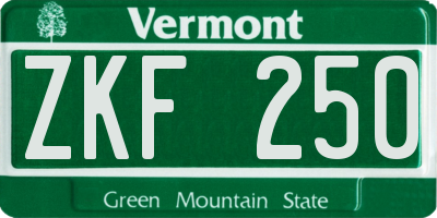 VT license plate ZKF250