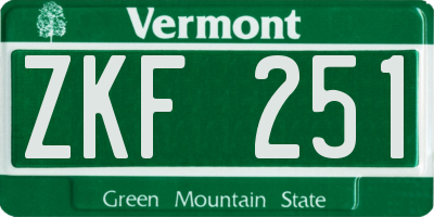VT license plate ZKF251
