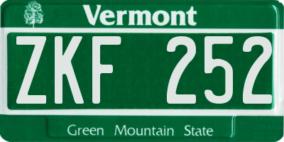 VT license plate ZKF252