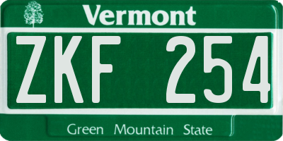 VT license plate ZKF254
