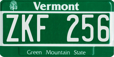 VT license plate ZKF256