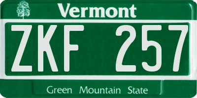 VT license plate ZKF257
