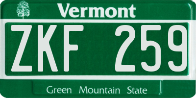 VT license plate ZKF259