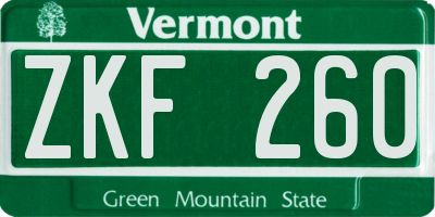 VT license plate ZKF260