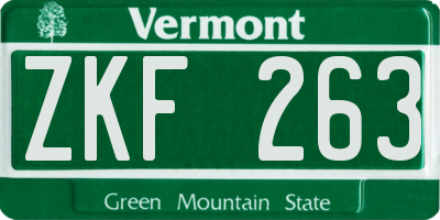 VT license plate ZKF263