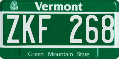 VT license plate ZKF268