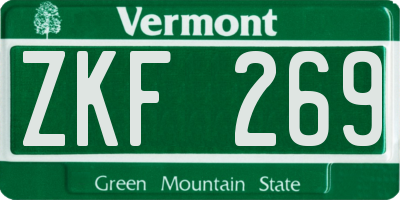 VT license plate ZKF269