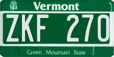 VT license plate ZKF270