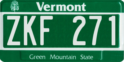 VT license plate ZKF271
