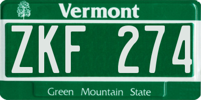 VT license plate ZKF274