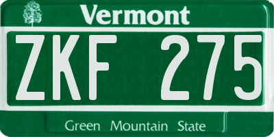 VT license plate ZKF275