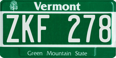 VT license plate ZKF278
