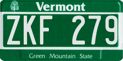VT license plate ZKF279