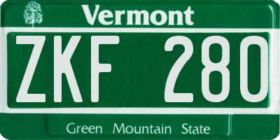 VT license plate ZKF280