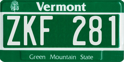 VT license plate ZKF281