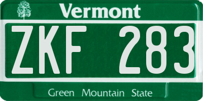 VT license plate ZKF283