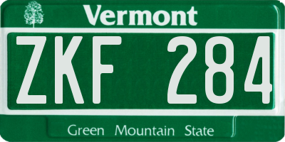 VT license plate ZKF284