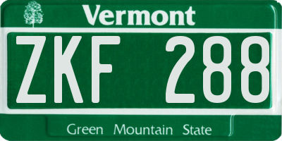 VT license plate ZKF288