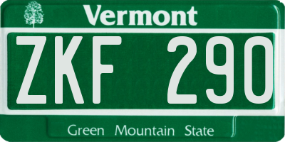 VT license plate ZKF290