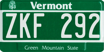 VT license plate ZKF292