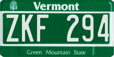 VT license plate ZKF294