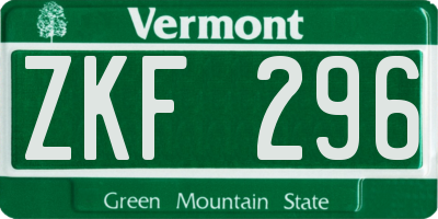 VT license plate ZKF296
