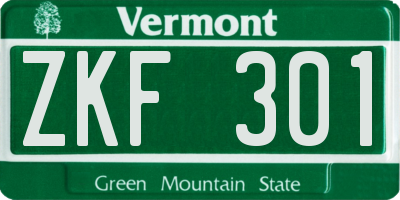 VT license plate ZKF301
