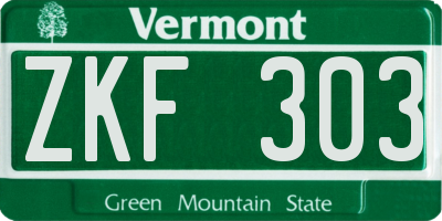 VT license plate ZKF303