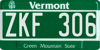 VT license plate ZKF306