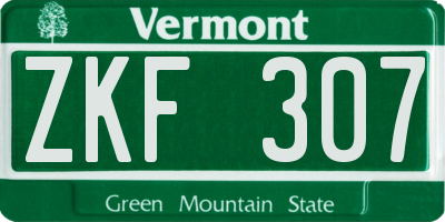 VT license plate ZKF307