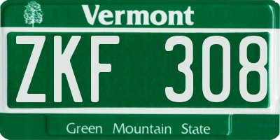 VT license plate ZKF308