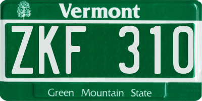 VT license plate ZKF310