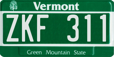 VT license plate ZKF311