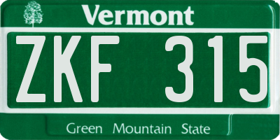 VT license plate ZKF315