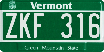 VT license plate ZKF316