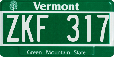 VT license plate ZKF317
