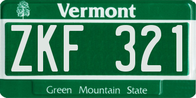 VT license plate ZKF321