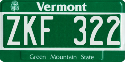 VT license plate ZKF322