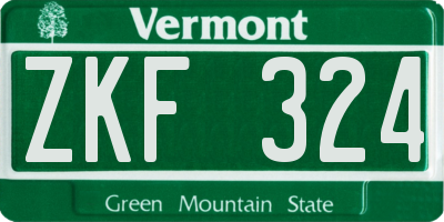 VT license plate ZKF324
