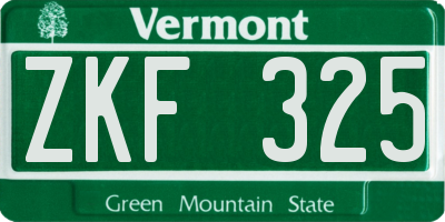 VT license plate ZKF325