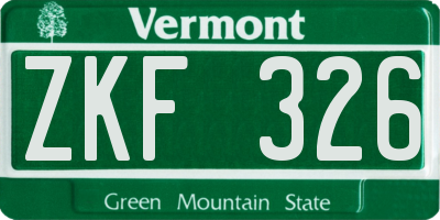 VT license plate ZKF326