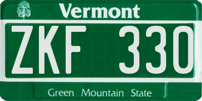VT license plate ZKF330