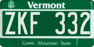 VT license plate ZKF332