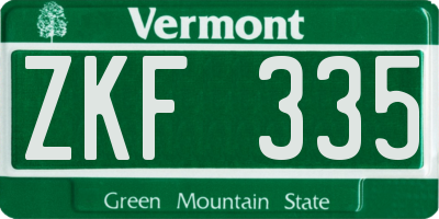 VT license plate ZKF335