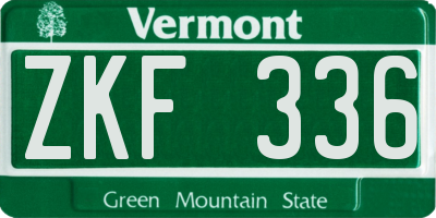 VT license plate ZKF336