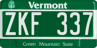 VT license plate ZKF337