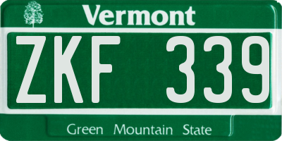 VT license plate ZKF339