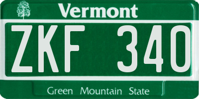 VT license plate ZKF340