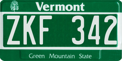 VT license plate ZKF342